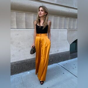 STAUD Vibrant Gold Wide-Leg Pants